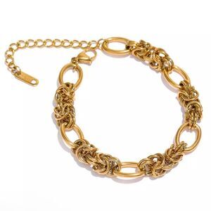 18K Gold Plated Knotted Chain Bracelet 7”+1” extension